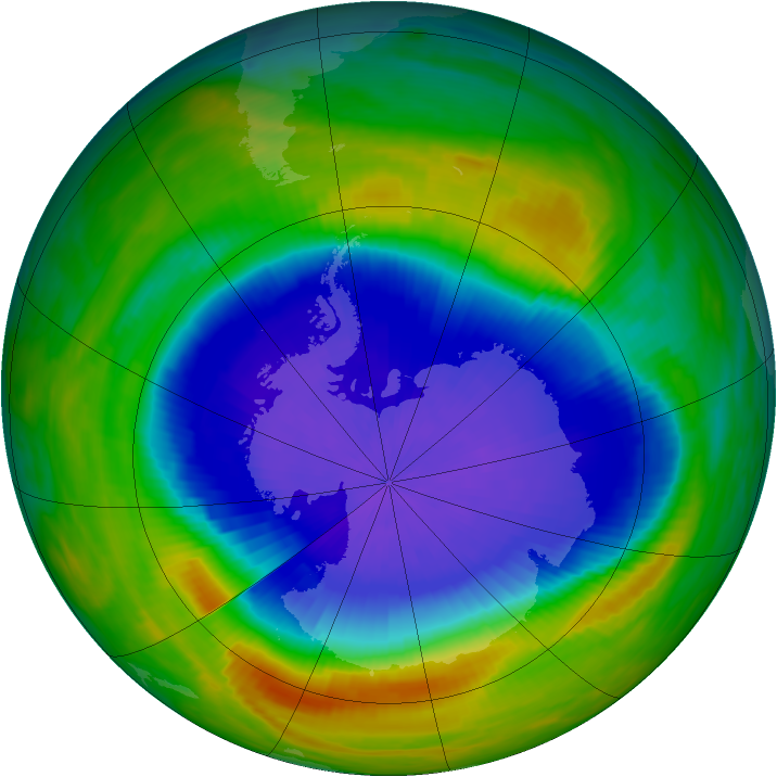 Antarctic ozone map for 10 October 1990